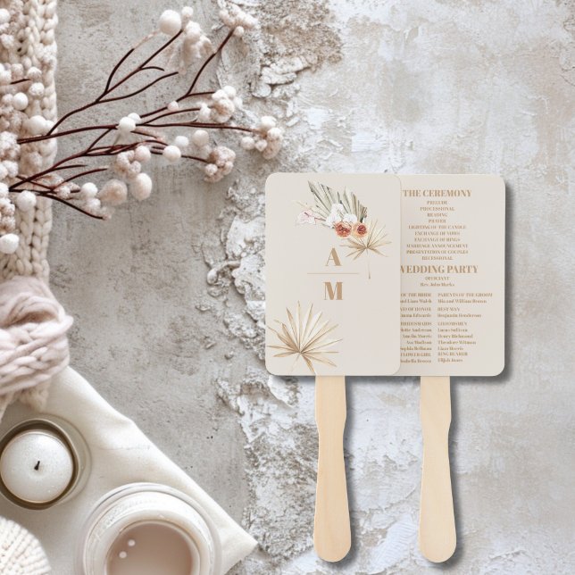 Leque Boho Pampass Grass Casamento Floral (Criador carregado)