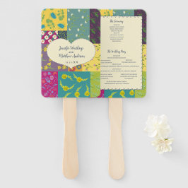 Leque Boho Patchwork Quilt Maximalist Wedding Program