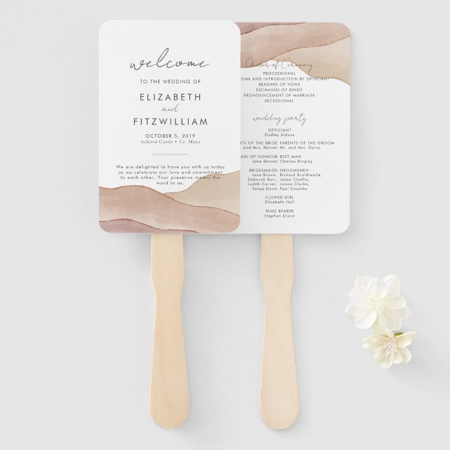 Leque Boho Watercolor Abstrato | Programa Casamento (Frente e Verso)