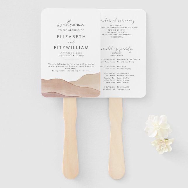 Leque Boho Watercolor Abstrato | Programa Casamento (Frente e Verso)