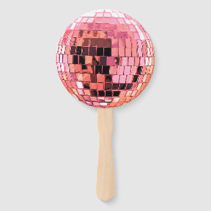 Leque Bola de Discoteca Metálica Rosa Brilhante