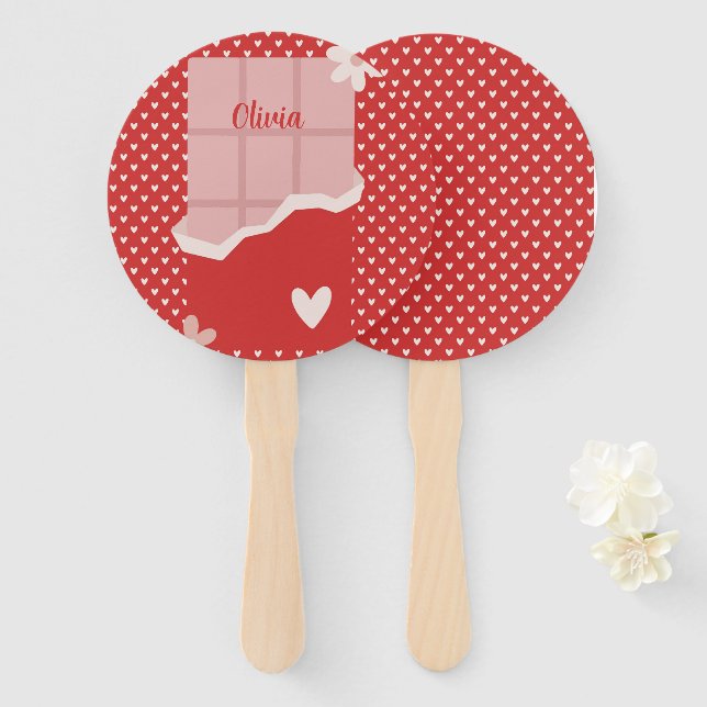 Leque Bold Red Heart Love Design - Perfeito para Gi Pers (Frente e Verso)