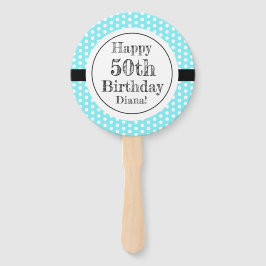 Leque Bolinhas Azuis E Brancas 50º Aniversário