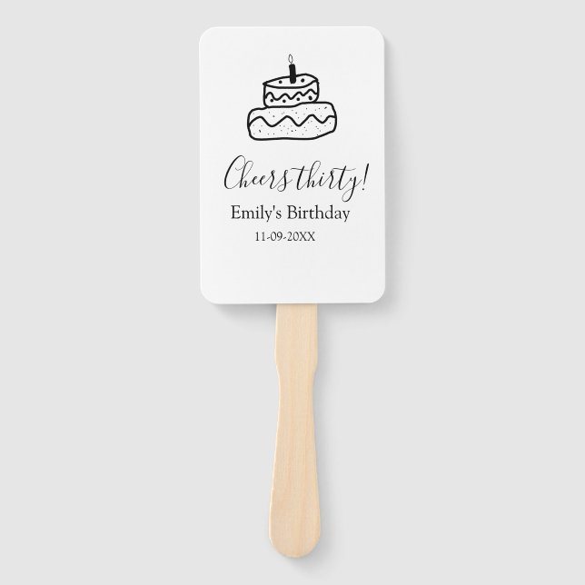 Leque Bolo de aniversário de trinta anos com rabiscos pr (Frente)