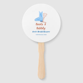 Leque Boots & bubbly champagne bottle bridal shower blue