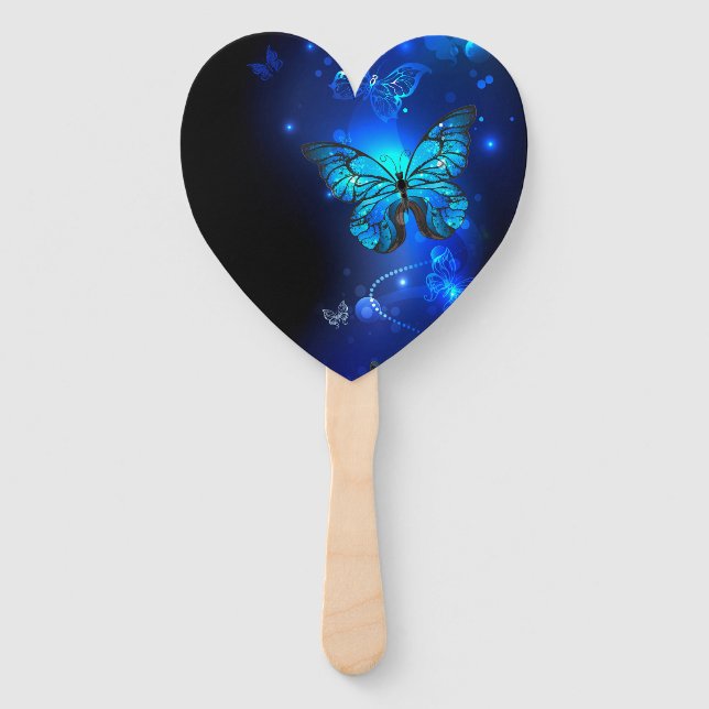 Leque Borboleta Morpho em Fundo Escuro (Frente)