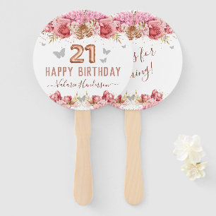 Leque Borboletas Florais Feliz aniversário de 21 anos M