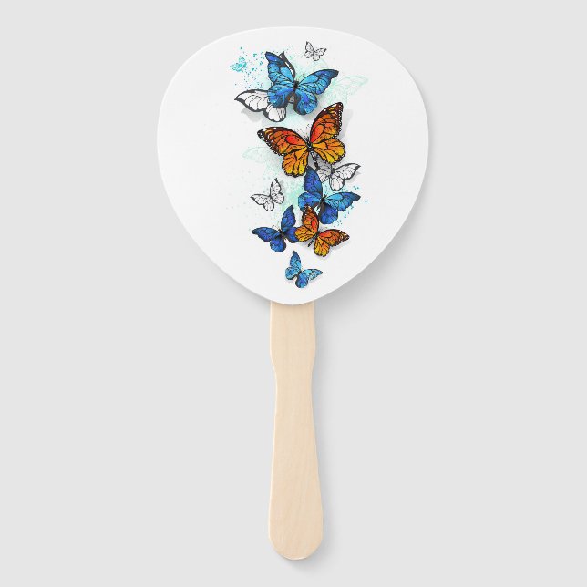 Leque Borboletas voadoras Morpho e Monarca (Frente)