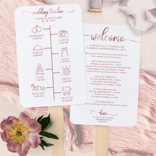 Leque Bot Itinerário Icon Chic Script Wedding Bem-vindo