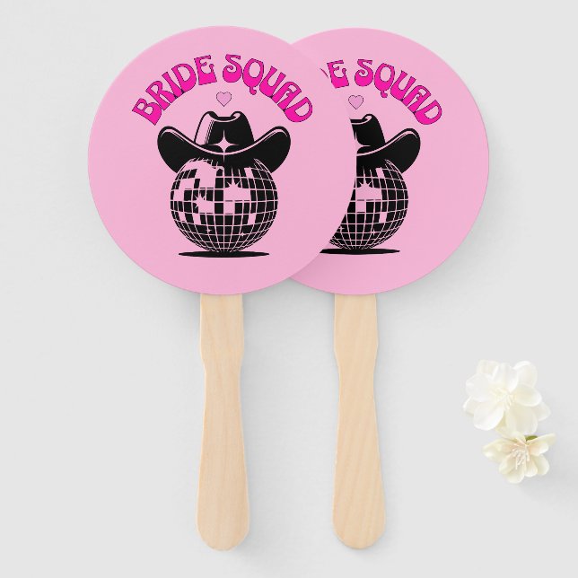 Leque bride squad disco cowgirl pink (Frente e Verso)