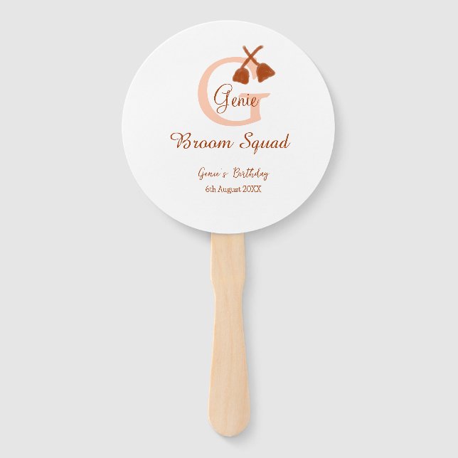 Leque Brochura castanha esquadra Aniversário nome monogr (Frente)