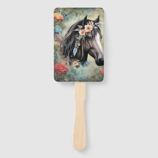 Leque Brown horse in flowers.