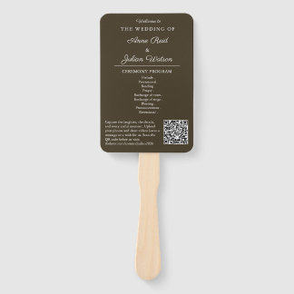 Leque Brown Modern Wedding Ceremony Program Hand fans