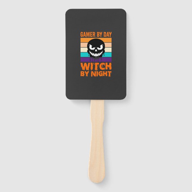 Leque Bruxa Gamer Halloween Crânio Retro (Frente)