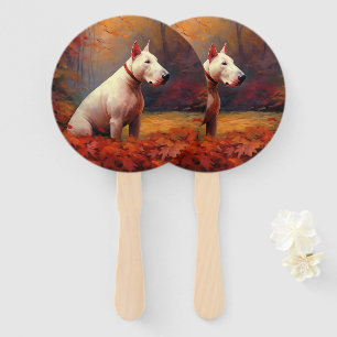 Leque Bull Terrier no outono deixa cair inspiração