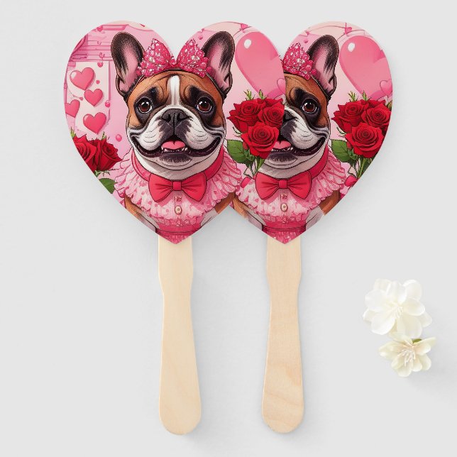 Leque Bulldogue Francês Enamorado (Frente e Verso)