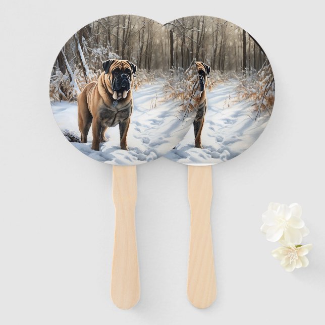 Leque Bullmastiff Deixe Nevar Natal (Frente e Verso)