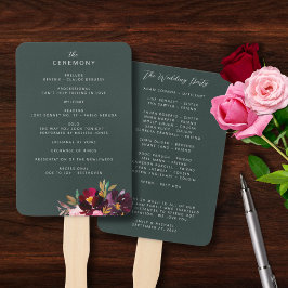 Leque Burgundia Floresta Verde Escamuflada Aquarela Flor