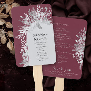 Leque Burgundy Elegant Botanical Arch Wedch Program