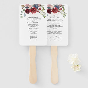 Leque Burgundy Floral Dusty Blue Flowers