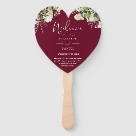 Leque Burgundy Greenery Wedding Program Heart