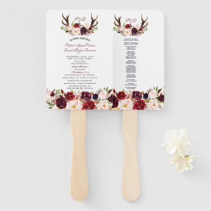 Leque Burgundy Marsala Floral Antlers Monograma