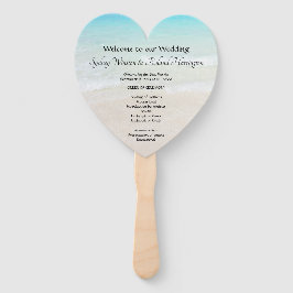 Leque By the Sea Heart-Shaped Wedding Fan Program