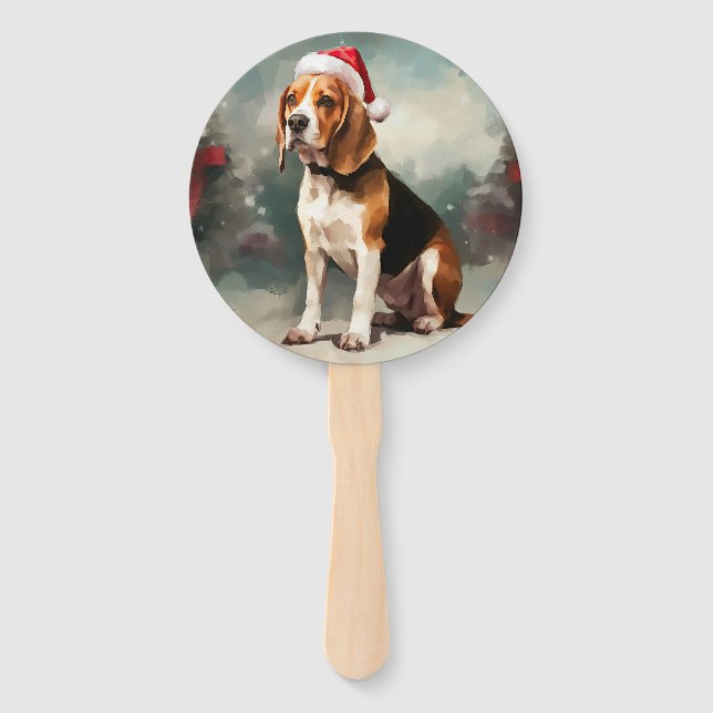 Leque Cachorro Beagle na Neve Natal (Frente)