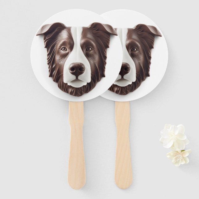 Leque Cachorro Border Collie Inspirado em 3D (Frente e Verso)