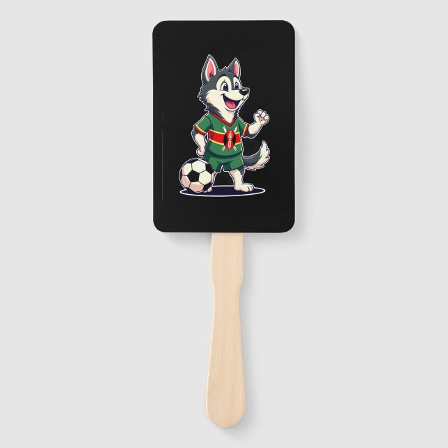 Leque Cachorro Husky Engraçado Dabbing Quênia Futebol -  (Frente)