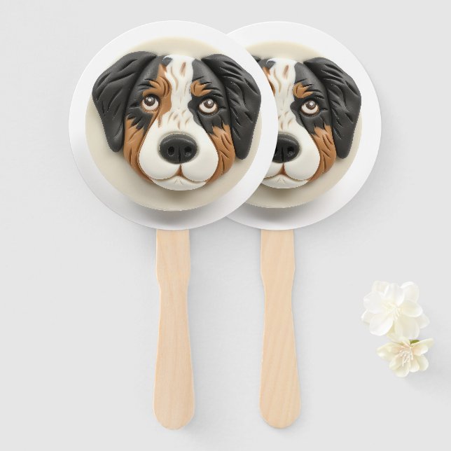 Leque Cachorro Pastor Australiano Inspirado em 3D (Frente e Verso)