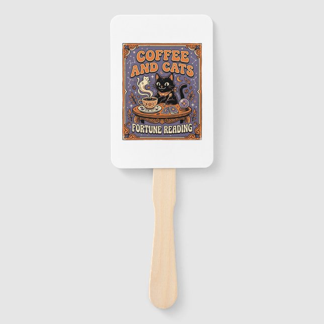 Leque Café E Gatos Gato Folhas De Chá De Café Leitura Da (Frente)