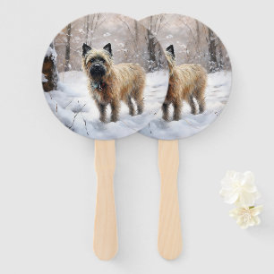Leque Cairn Terrier Deixe Nevar Natal