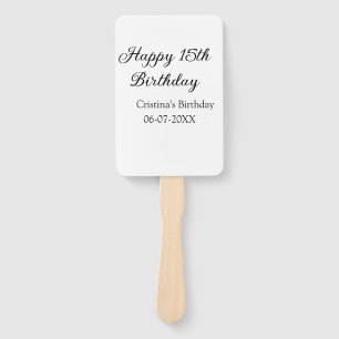 Leque caligrafia simples e feliz aniversário de 15