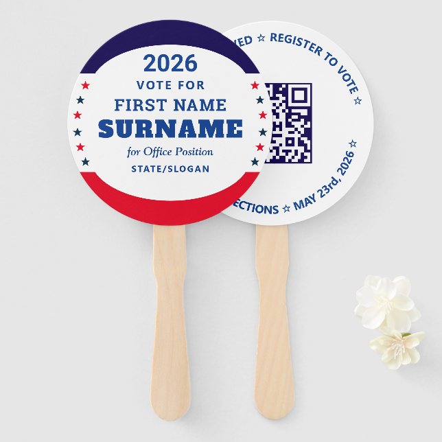 Leque Campanha do Partido Democrata QR & Data Personaliz (Frente e Verso)