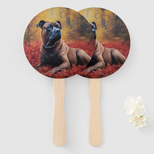 Leque Cane Corso no outono Folhas Cair Inspire (Frente e Verso)