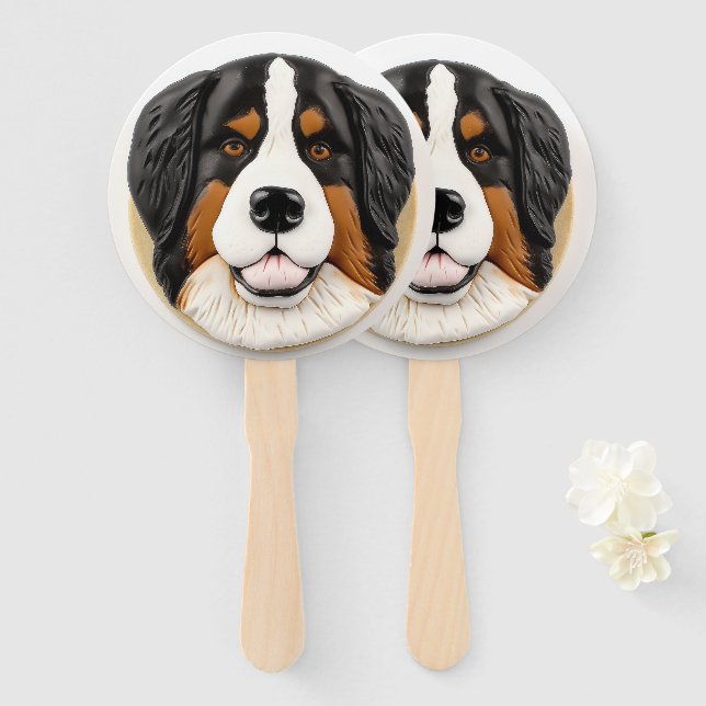 Leque Cão Montanhês Bernês Inspirado em 3D (Frente e Verso)