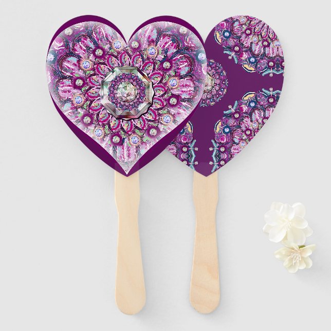 Leque Cardinal Red Rosace (Frente e Verso)