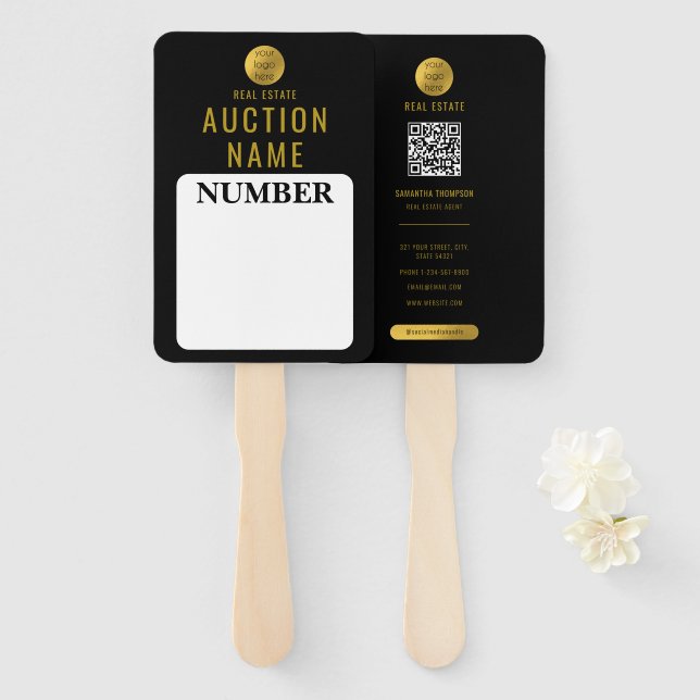 Leque Carimbo de Leilão de Leilão de Imóveis Profissiona (Frente e Verso)