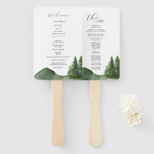Leque Cartão do Programa Rustic Mountain Woodland Weds