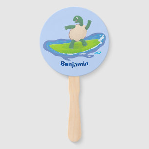 Leque Cartografia de surf de tartaruga engraçada