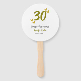 Leque casal 30 feliz ouro cinza de aniversário