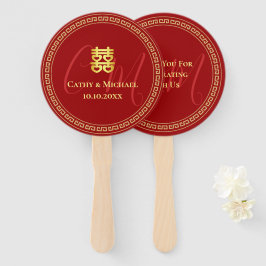 Leque Casal vermelho de casamento chinês