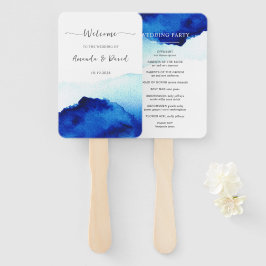 Leque Casamento Azul de Indigo com Cor de Água Moderna