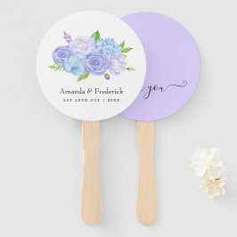 Leque Casamento Azul Hortênsia e Lavanda Clara