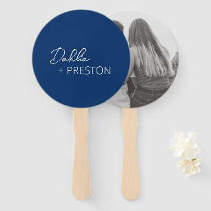Leque Casamento Azul Marinho Minimalista Moderno