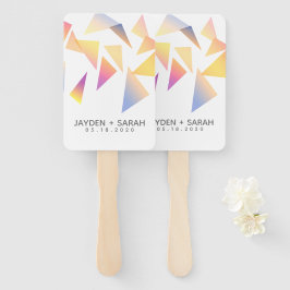 Leque Casamento Branco de Confetti Multicolorido Pastel