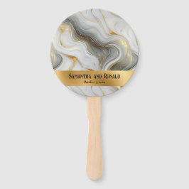 Leque Casamento Branco Marmoreado de Cinzas Douradas Ele