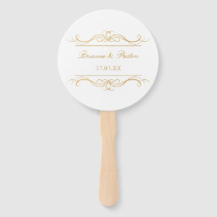 Leque Casamento Caprichoso Moderno Elegante Dourado