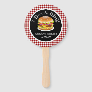 Leque Casamento Casual de Gingham Hamburger Vermelho